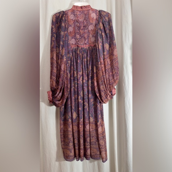 1970’s rare Ritu Kumar for Judith Ann -  Silk Peacock Block Print Dress - Picture 8 of 12